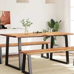 Rechthoekige Eettafels|Industriële Eettafels-vidaXL Eettafel - Rechthoekige tafel - Massief acaciahout en staal - 160x80 cm