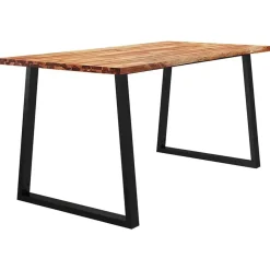 Rechthoekige Eettafels|Industriële Eettafels-vidaXL Eettafel - Rechthoekige tafel - Massief acaciahout en staal - 160x80 cm