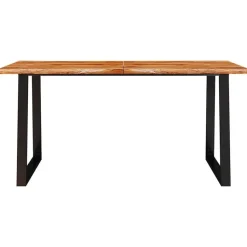 Rechthoekige Eettafels|Industriële Eettafels-vidaXL Eettafel - Rechthoekige tafel - Massief acaciahout en staal - 160x80 cm