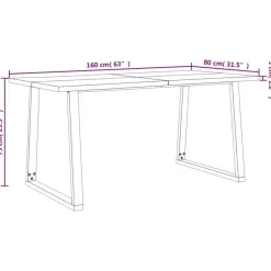 Rechthoekige Eettafels|Industriële Eettafels-vidaXL Eettafel - Rechthoekige tafel - Massief acaciahout en staal - 160x80 cm