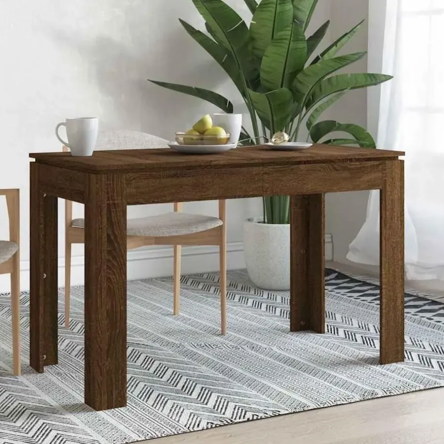 vidaXL Eettafel - Rechthoekige tafel - Bruin eiken - Bewerkt hout - 120x60 cm