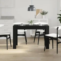 Rechthoekige Eettafels-vidaXL Eettafel - Rechthoekige tafel - Zwart eiken - Bewerkt hout - 120x60x76 cm