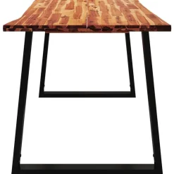 vidaXL Eettafel - Rechthoekige tafel - Massief acaciahout en staal - 140x80 cm