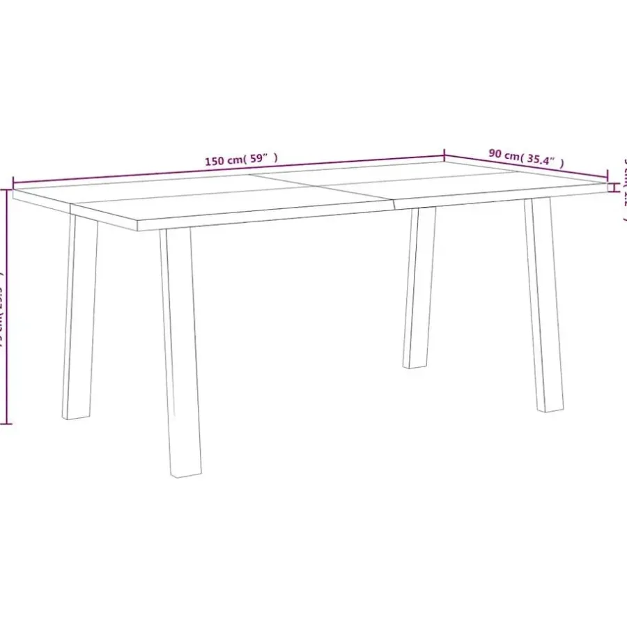 vidaXL Eettafel - Rechthoekige tafel - Massief acaciahout en staal - 150x90 cm