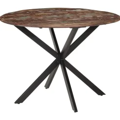 vidaXL Eettafel - Ronde tafel - Massief gerecycled hout en staal - Ø110 cm
