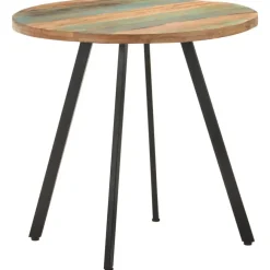Industriële Eettafels|Houten Eettafels-vidaXL Eettafel - Ronde tafel - Massief gerecycled hout en ijzer - Ø80 cm