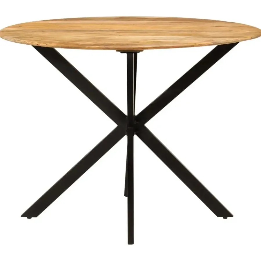 vidaXL Eettafel - Ronde tafel - Massief mangohout en staal - Ø110 cm