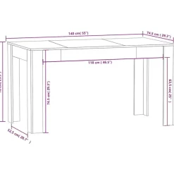 vidaXL Eettafel - Zwart - Bewerkt hout - 140x74.5x76 cm