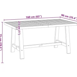 Rechthoekige Eettafels-vidaXL Eettafel NOAIN met A-poten - Naturel - Massief grenenhout - 160x90 cm