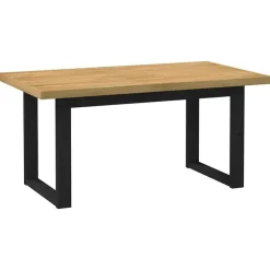 Rechthoekige Eettafels-vidaXL Eettafel NOAIN met U-poten - Naturel - Massief grenenhout - 160x90 cm