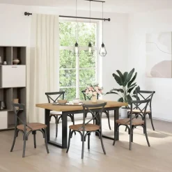 Rechthoekige Eettafels-vidaXL Eettafel NOAIN met U-poten - Naturel - Massief grenenhout - 160x90 cm