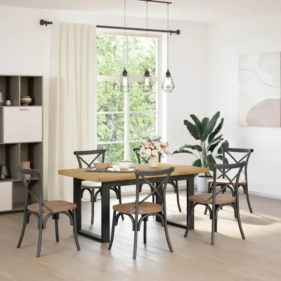 Rechthoekige Eettafels-vidaXL Eettafel NOAIN met U-poten - Naturel - Massief grenenhout - 160x90 cm