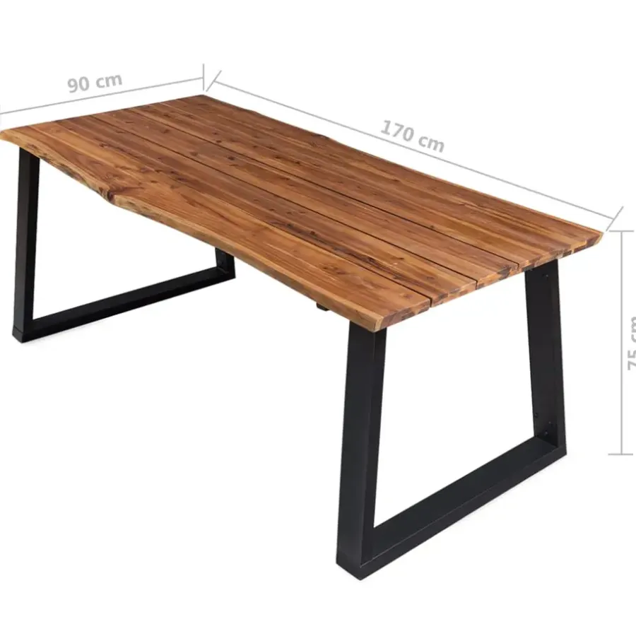vidaXL Eettafel 170x90x75 cm massief acaciahout