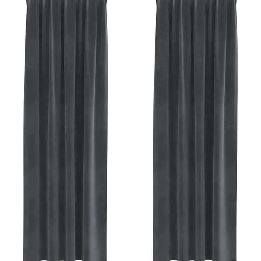 Gordijnen|Kant &Amp; Klaar Gordijnen-vidaXL Gordijnen - Verduisterend - Lichtgrijs - 140x245 cm - Fluweel - 2 Stuks