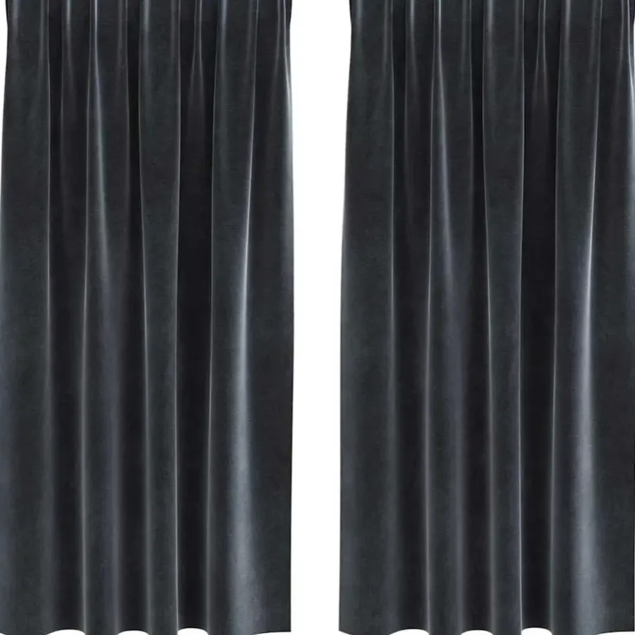 vidaXL Gordijnen - Verduisterend - Donkergrijs - 140x175 cm - Fluweel - 2 Stuks