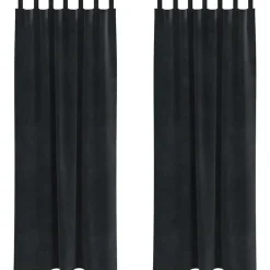 Kant &Amp; Klaar Gordijnen-vidaXL Gordijnen met lussen - Verduisterend - Zwart Fluweel - 140x225 cm - 2 St.