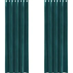 vidaXL Gordijnen met ringen - Donkergroen - 140x245 cm - Fluweel - 2 Stuks