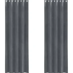vidaXL Gordijnen met ringen - Lichtgrijs - 140x225 cm - Fluweel - 2 Stuks