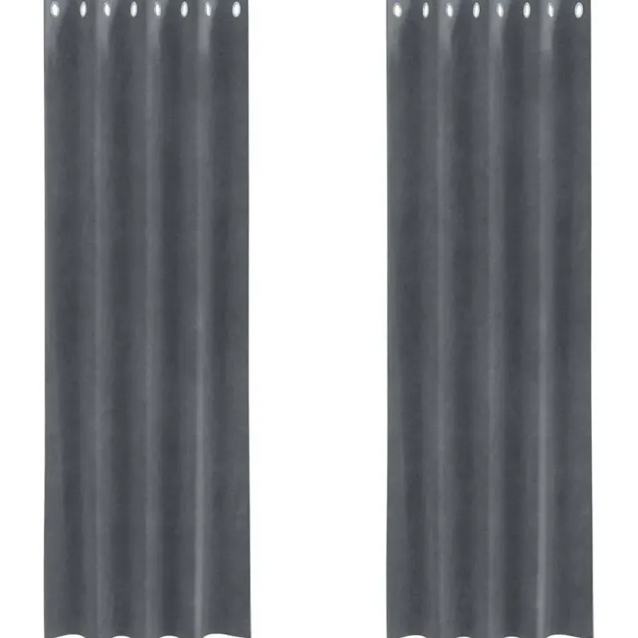 vidaXL Gordijnen met ringen - Lichtgrijs - 140x225 cm - Fluweel - 2 Stuks
