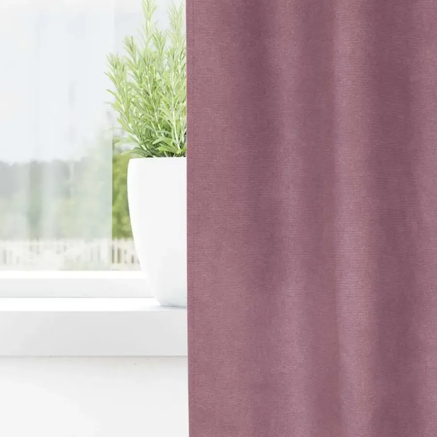vidaXL Gordijnen met ringen - Donkerroze - 140x260 cm - Fluweel - 2 Stuks