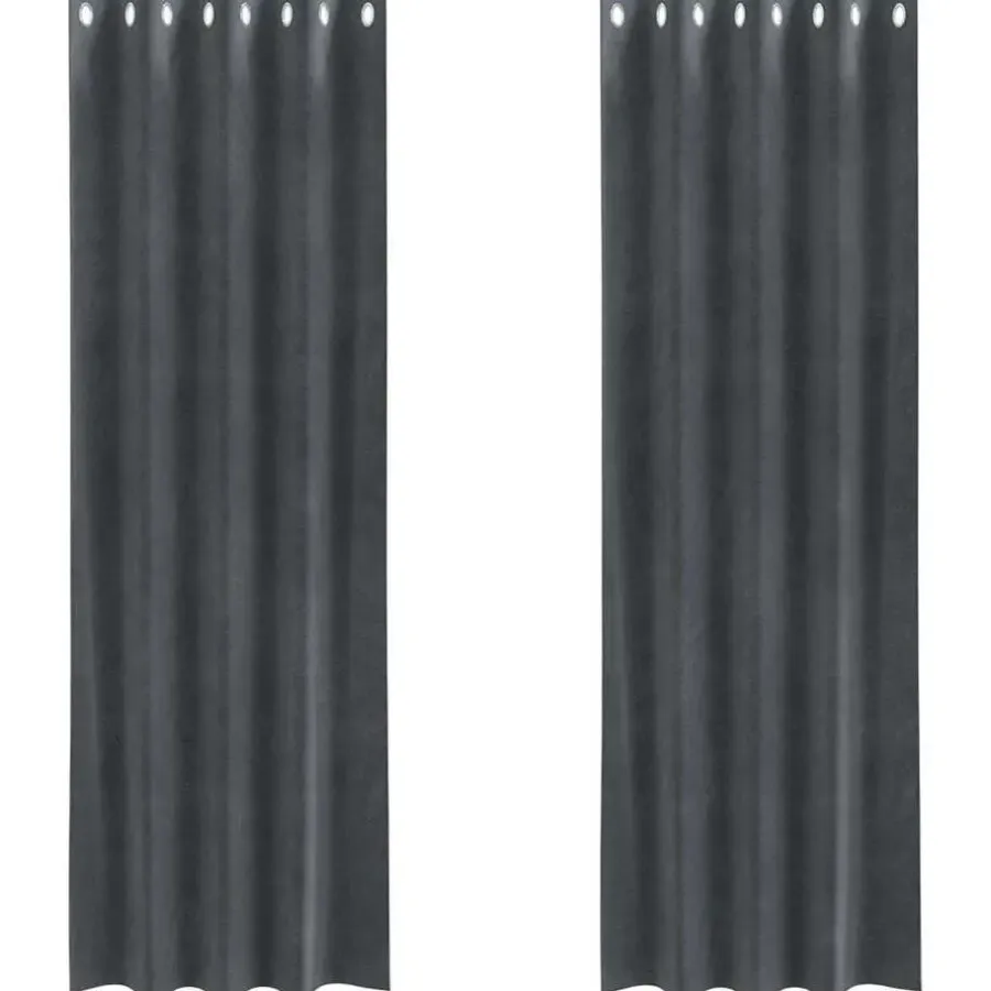 Kant &Amp; Klaar Gordijnen-vidaXL Gordijnen met ringen - Lichtgrijs - 140x225 cm - Fluweel - 2 Stuks
