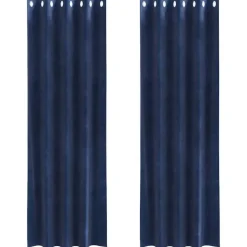 vidaXL Gordijnen met ringen - Donkerblauw - 140x225 cm - Fluweel - 2 Stuks