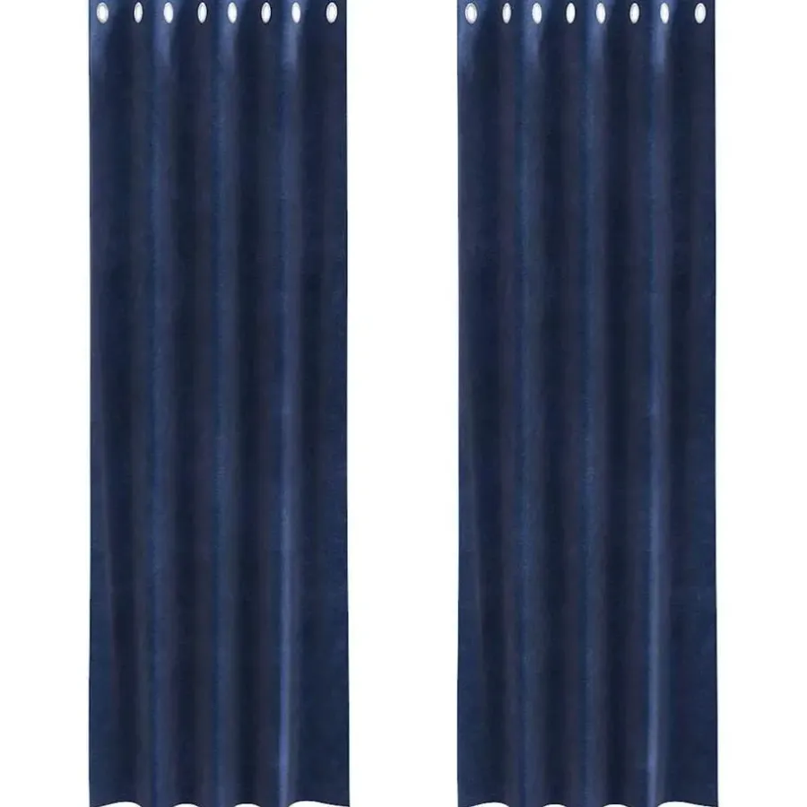 vidaXL Gordijnen met ringen - Donkerblauw - 140x225 cm - Fluweel - 2 Stuks