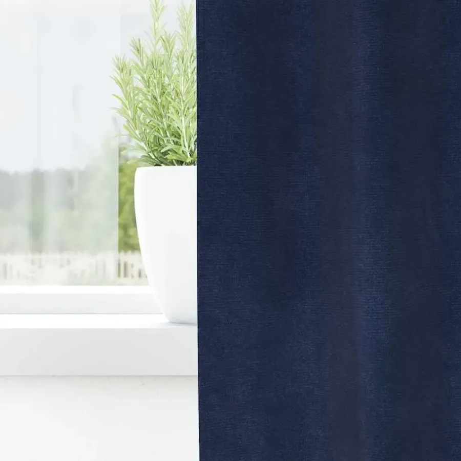 vidaXL Gordijnen met ringen - Donkerblauw - 140x225 cm - Fluweel - 2 Stuks
