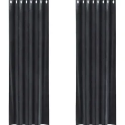 vidaXL Gordijnen met ringen - Donkergrijs - 140x225 cm - Fluweel - 2 Stuks