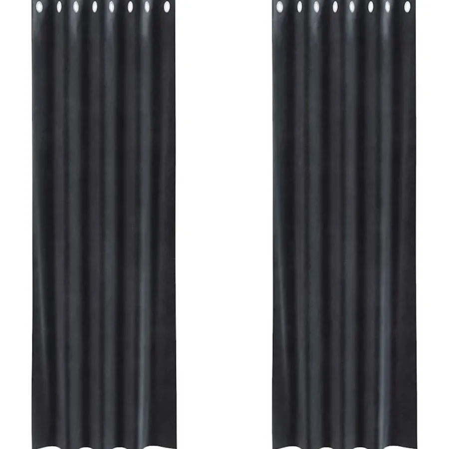 vidaXL Gordijnen met ringen - Donkergrijs - 140x225 cm - Fluweel - 2 Stuks