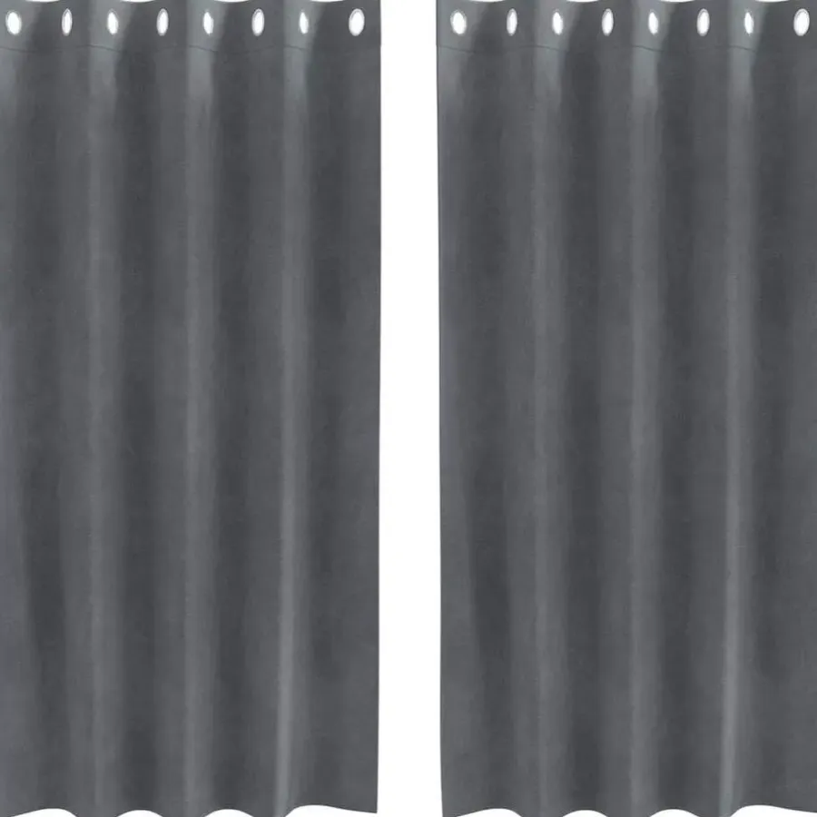 vidaXL Gordijnen met ringen - Lichtgrijs - 140x175 cm - Fluweel - 2 Stuks