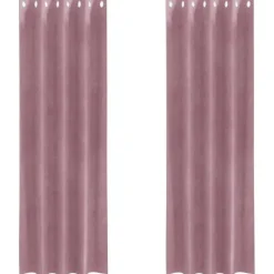 vidaXL Gordijnen met ringen - Donkerroze - 140x245 cm - Fluweel - 2 Stuks