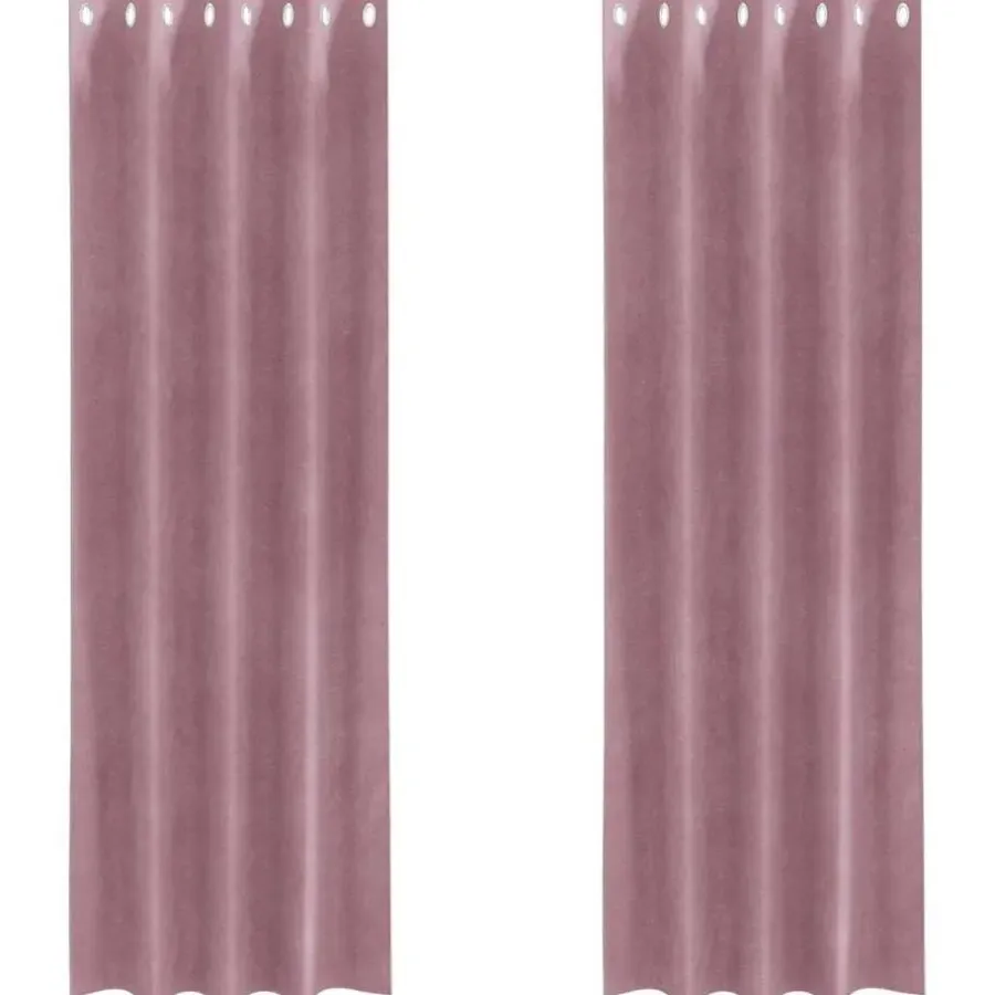 vidaXL Gordijnen met ringen - Donkerroze - 140x245 cm - Fluweel - 2 Stuks