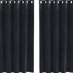 Kant &Amp; Klaar Gordijnen-vidaXL Gordijnen met ringen - Verduisterend - Zwart Fluweel - 140x175 cm - 2 St.