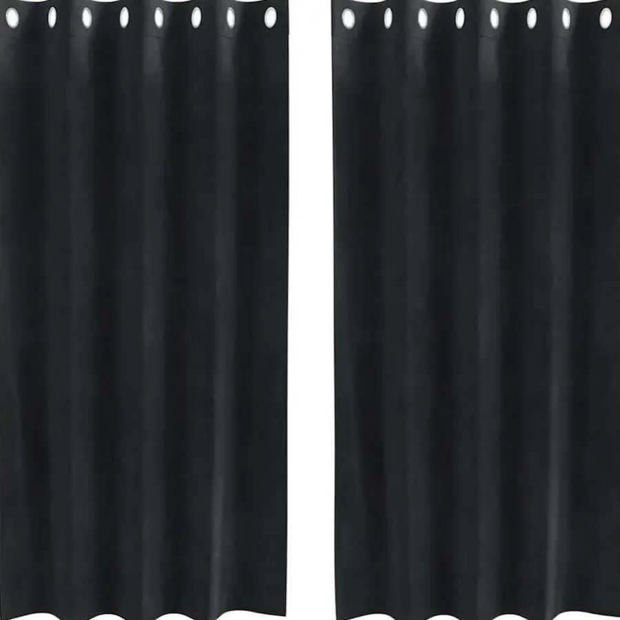 Kant &Amp; Klaar Gordijnen-vidaXL Gordijnen met ringen - Verduisterend - Zwart Fluweel - 140x175 cm - 2 St.