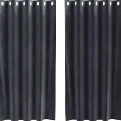 Kant &Amp; Klaar Gordijnen-vidaXL Gordijnen met ringen - Donkergrijs - 140x175 cm - Fluweel - 2 Stuks