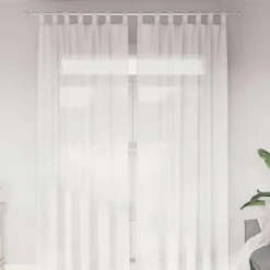 vidaXL Gordijnen van voile met lussen - Wit - 140x260 cm - Stof - 2 Stuks