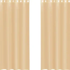 Kant &Amp; Klaar Gordijnen-vidaXL Gordijnen van voile met ringen - Zand - 140x245 cm - Stof - 2 Stuks