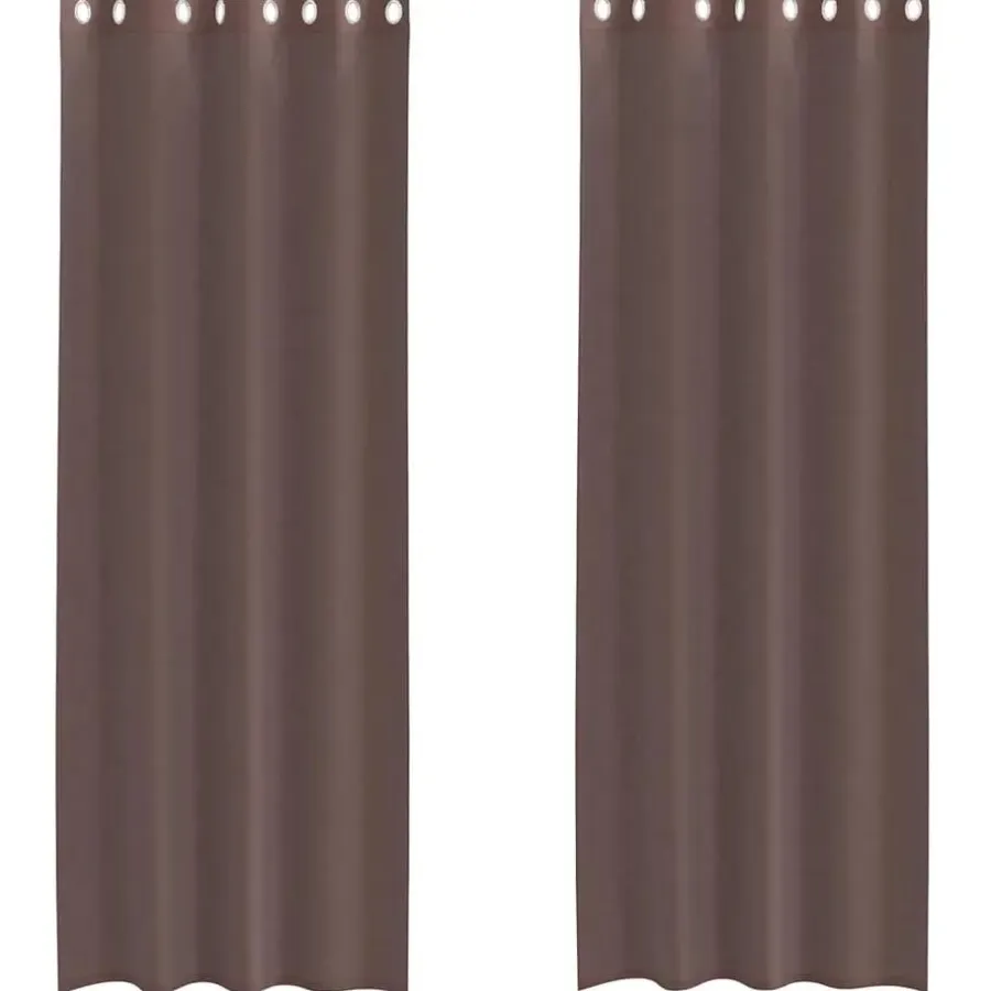 Kant &Amp; Klaar Gordijnen-vidaXL Gordijnen van voile met ringen - Bruin - 140x260 cm - Stof - 2 Stuks