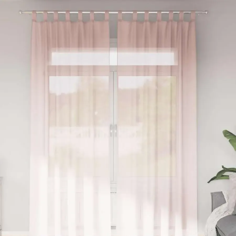 Kant &Amp; Klaar Gordijnen-vidaXL Gordijnen van voile met lussen - Lichtroze - 140x260 cm - Stof - 2 Stuks