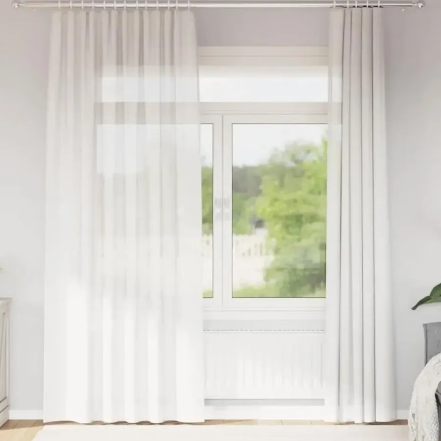 Gordijnen|Kant &Amp; Klaar Gordijnen-vidaXL Gordijnen van voile met roedezakken - Wit - 140x225 cm - Stof - 2 Stuks
