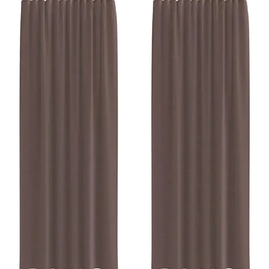 Kant &Amp; Klaar Gordijnen-vidaXL Gordijnen van voile met roedezakken - Bruin - 140x260 cm - Stof - 2 Stuks