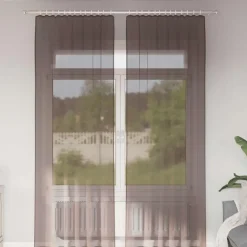 Kant &Amp; Klaar Gordijnen-vidaXL Gordijnen van voile met roedezakken - Bruin - 140x260 cm - Stof - 2 Stuks