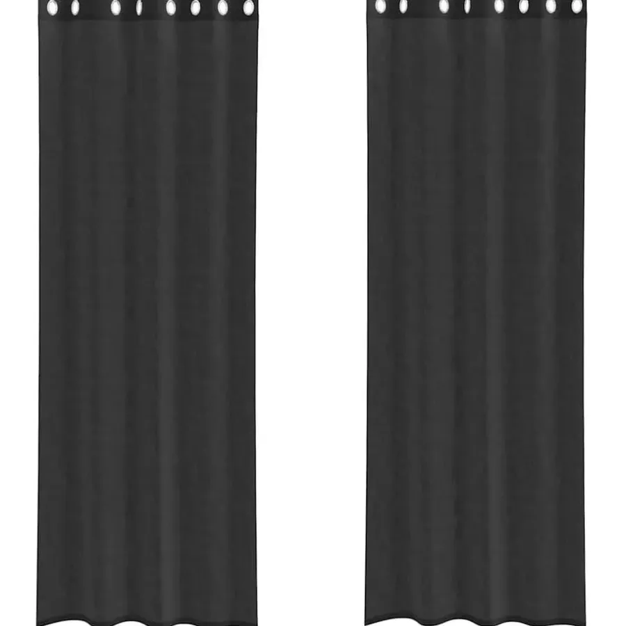 Kant &Amp; Klaar Gordijnen-vidaXL Gordijnen van voile met ringen - Zwart - 140x300 cm - Stof - 2 Stuks