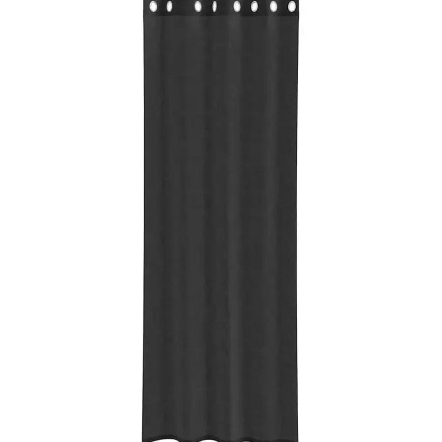 Kant &Amp; Klaar Gordijnen-vidaXL Gordijnen van voile met ringen - Zwart - 140x300 cm - Stof - 2 Stuks