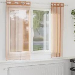 Kant &Amp; Klaar Gordijnen-vidaXL Gordijnen van voile met ringen - Terracotta - 140x175 cm - Stof - 2 Stuks