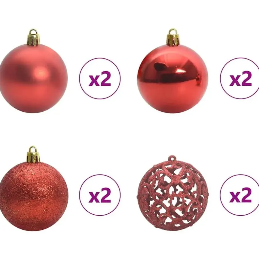 Kerstballen-vidaXL Kerstballen met 150 LED - 61-delig - Ø3/4/6 cm - Multikleur - Kunststof
