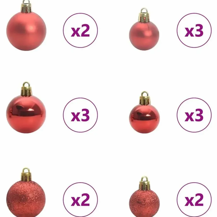 Kerstballen-vidaXL Kerstballen met 150 LED - 61-delig - Ø3/4/6 cm - Multikleur - Kunststof