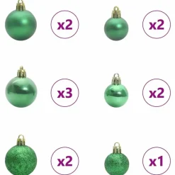 Kerstballen-vidaXL Kerstballen met 150 LED - 61-delig - Ø3/4/6 cm - Multikleur - Kunststof