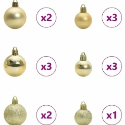Kerstballen-vidaXL Kerstballen met 150 LED - 61-delig - Ø3/4/6 cm - Multikleur - Kunststof
